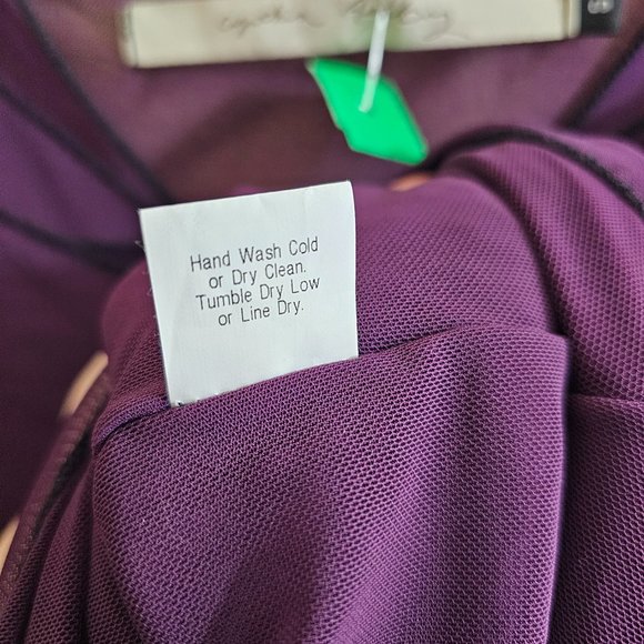 CYNTHIA ASHBY Purple Nylon Sheer 3/4 Sleeve Layered Top~Size S - Picture 11 of 11